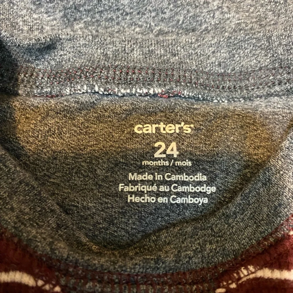 Toddler 24 months two long sleeve onsies and pair of pants red gray